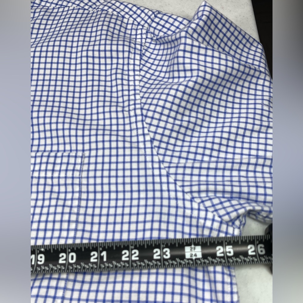 Orvis Men’s White & Blue Check Pattern Long Sleeve Dress Shirt. XL - Picture 8 of 8